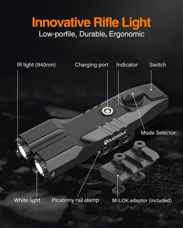 Alt view image 2 of 7 - MLOK/Picatinny Mounted 940nm IR Illuminator Infrared LED Light 2in1 | 1450 Lumen,Low-Profile Tactical Light