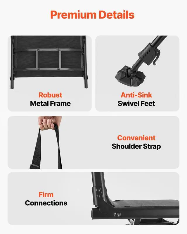 Alt view image 7 of 7 - Hunting Chair, 360° Silent Swivel, Foldable Portable Blind Chair, Heavy-Duty Steel Frame Ground Stool Seat with Anti-Sink Swivel Feet, Height Adjustable, 350 Lbs Capacity for Fishing Camping
