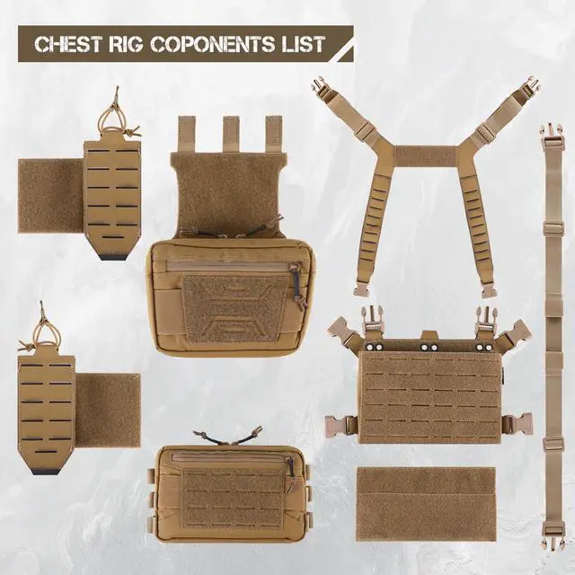 Alt view image 4 of 7 - Chest Rig-Tactical Chest RigMolle Modular Micro Fight Chest Rigs Adjustable&Detachable with 5.56/7.62 Magazine Pouch