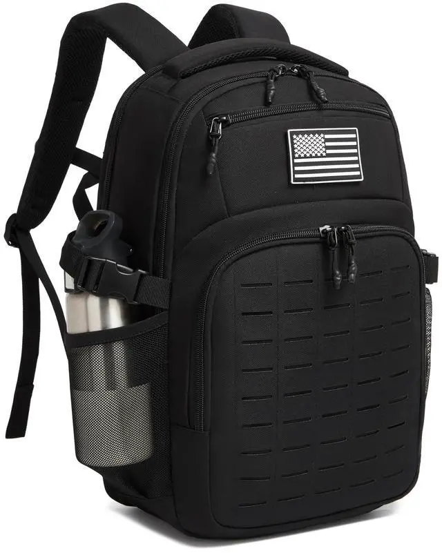 Main image of Military tactical backpack Laser-Cut MOLLE Webbing, backpack for men black small tactical assault bag (Black, 20 inch)