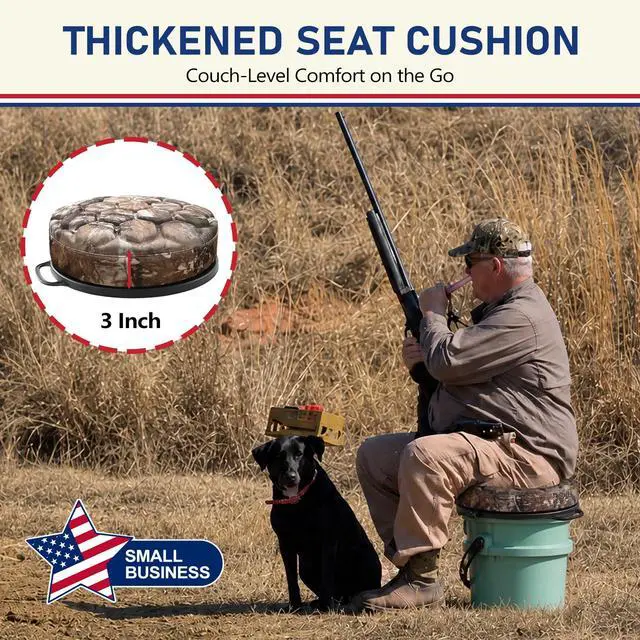 Alt view image 3 of 7 - 5 Gallon Bucket Seat for Yeti Loadout Bucket Only, 3" Thickened Foam Cushion, 360°Swivel Seats with Hang-It Hook, Seat lid for Dove Duck Hunting, Ice Fishing, Baseball, Camping, Gardening