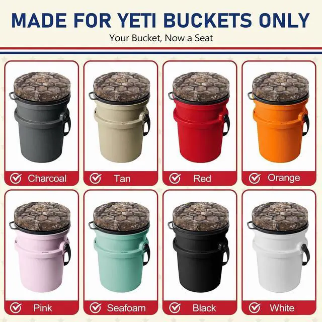 Alt view image 2 of 7 - 5 Gallon Bucket Seat for Yeti Loadout Bucket Only, 3" Thickened Foam Cushion, 360°Swivel Seats with Hang-It Hook, Seat lid for Dove Duck Hunting, Ice Fishing, Baseball, Camping, Gardening
