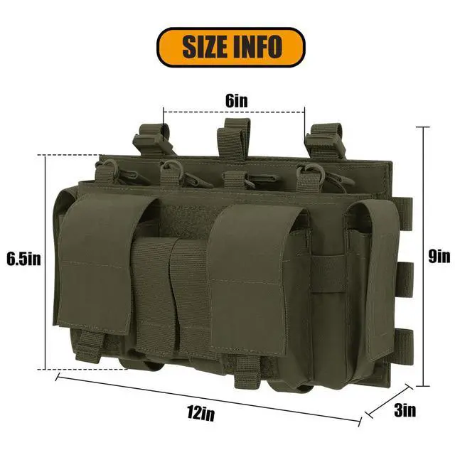 Alt view image 5 of 7 - Quad 5.56 Mag Pouch Placard 556 & 9mm Mag Pouch Radio & GP Pouches for Carrier and Chest Rig