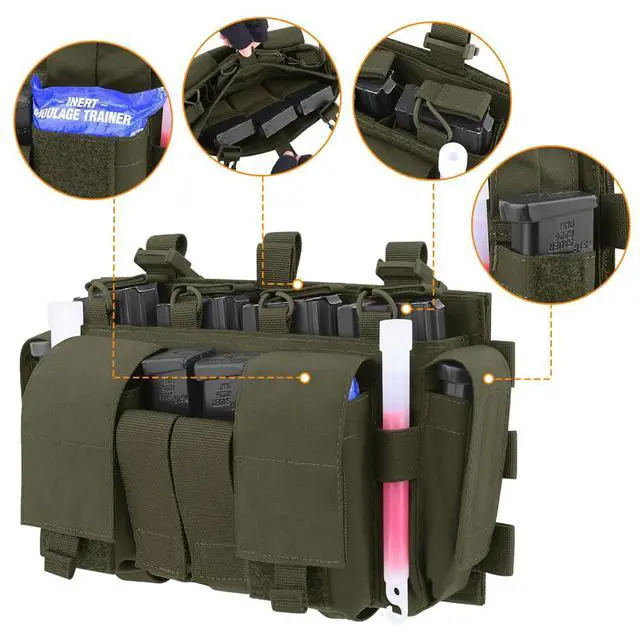 Alt view image 6 of 7 - Quad 5.56 Mag Pouch Placard 556 & 9mm Mag Pouch Radio & GP Pouches for Carrier and Chest Rig