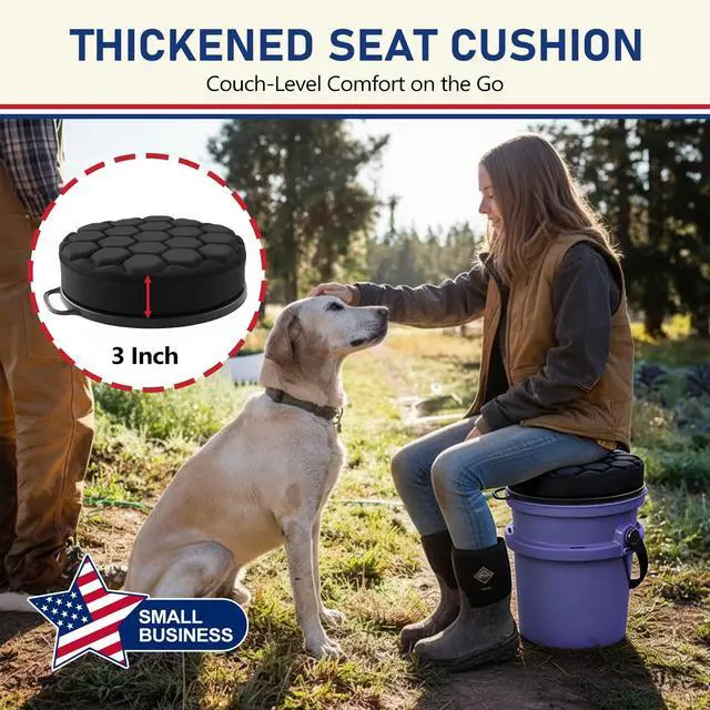Alt view image 3 of 7 - 5 Gallon Bucket Seat for Yeti Loadout Bucket Only, 3" Thickened Foam Cushion, 360°Swivel Seats with Hang-It Hook, Seat lid for Dove Duck Hunting, Ice Fishing, Baseball, Camping, Gardening