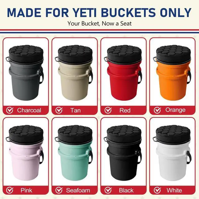Alt view image 2 of 7 - 5 Gallon Bucket Seat for Yeti Loadout Bucket Only, 3" Thickened Foam Cushion, 360°Swivel Seats with Hang-It Hook, Seat lid for Dove Duck Hunting, Ice Fishing, Baseball, Camping, Gardening