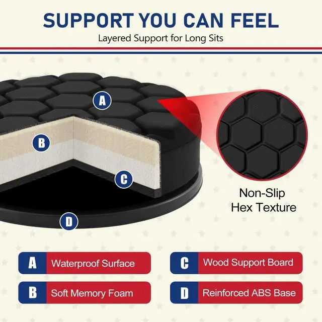 Alt view image 6 of 7 - 5 Gallon Bucket Seat for Yeti Loadout Bucket Only, 3" Thickened Foam Cushion, 360°Swivel Seats with Hang-It Hook, Seat lid for Dove Duck Hunting, Ice Fishing, Baseball, Camping, Gardening