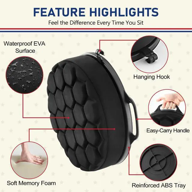 Alt view image 7 of 7 - 5 Gallon Bucket Seat for Yeti Loadout Bucket Only, 3" Thickened Foam Cushion, 360°Swivel Seats with Hang-It Hook, Seat lid for Dove Duck Hunting, Ice Fishing, Baseball, Camping, Gardening