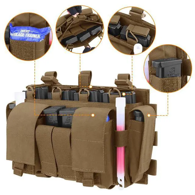 Alt view image 5 of 7 - Quad 5.56 Mag Pouch Placard 556 & 9mm Mag Pouch Radio & GP Pouches for Carrier and Chest Rig