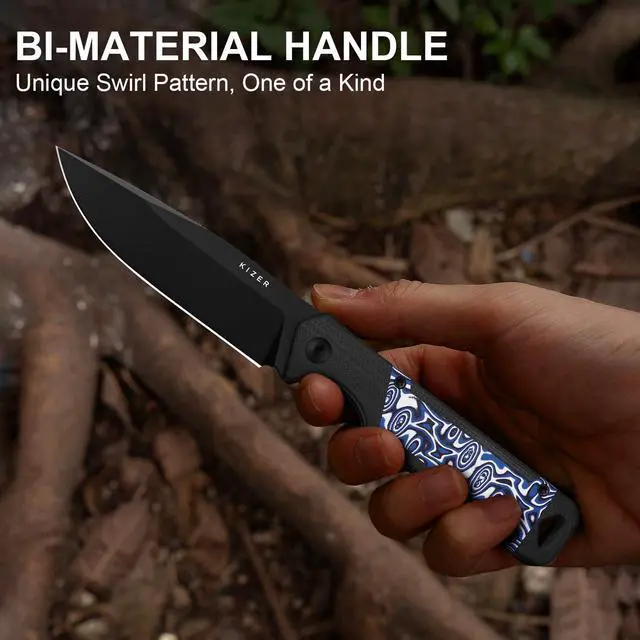 Alt view image 3 of 7 - Militaw Fixed Blade Knife with Sheath, D2 Blade Camping Knife with G10 & Micarta Handle, Fixed Blade EDC Knives for Men Women Gift, Outdoor Hunting Hiking Survival Knives 1067M3