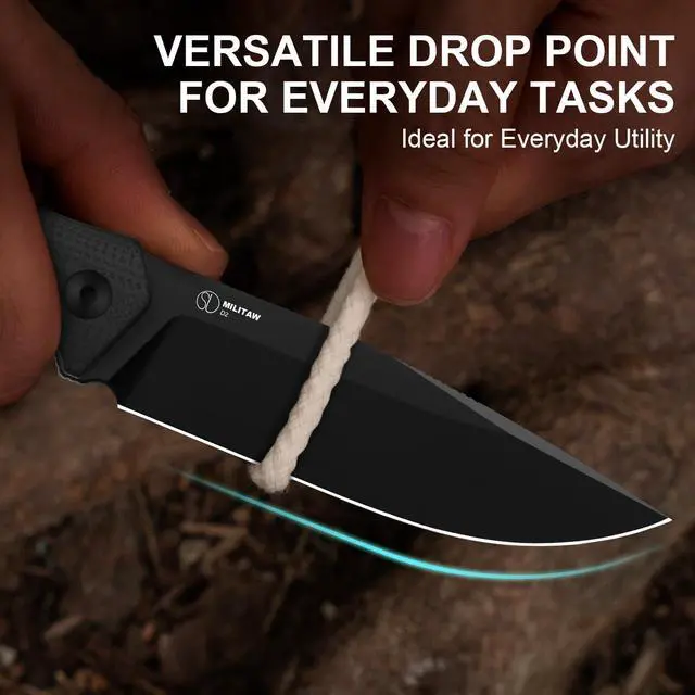 Alt view image 5 of 7 - Militaw Fixed Blade Knife with Sheath, D2 Blade Camping Knife with G10 & Micarta Handle, Fixed Blade EDC Knives for Men Women Gift, Outdoor Hunting Hiking Survival Knives 1067M3