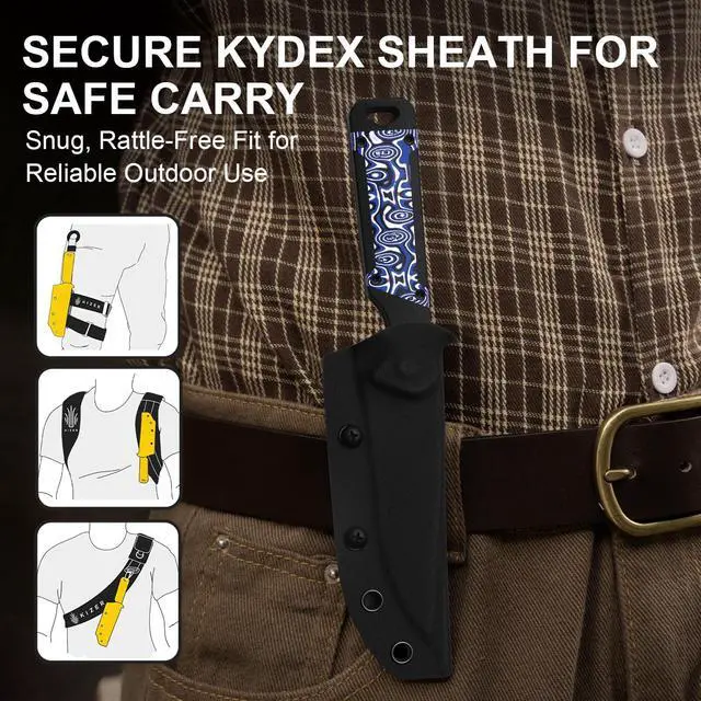 Alt view image 7 of 7 - Militaw Fixed Blade Knife with Sheath, D2 Blade Camping Knife with G10 & Micarta Handle, Fixed Blade EDC Knives for Men Women Gift, Outdoor Hunting Hiking Survival Knives 1067M3