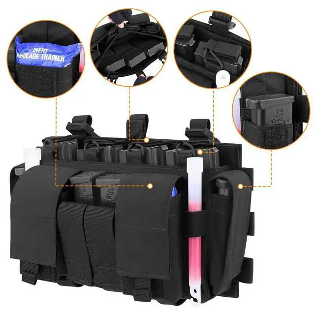 Alt view image 5 of 7 - Quad 5.56 Mag Pouch Placard 556 & 9mm Mag Pouch Radio & GP Pouches for Carrier and Chest Rig