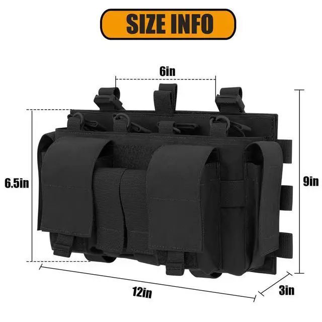 Alt view image 6 of 7 - Quad 5.56 Mag Pouch Placard 556 & 9mm Mag Pouch Radio & GP Pouches for Carrier and Chest Rig