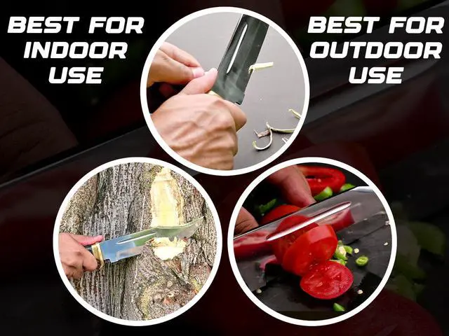 Alt view image 3 of 7 - 14 Inch Crocodile Dundee Bowie knife with Leather Sheath Fixed Blade Hunting Knife with Sheath-Tactical Survival Knife for Outdoor Camping, EDC, Knife for Men