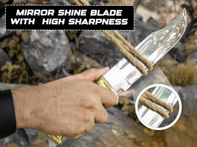 Alt view image 4 of 7 - 14 Inch Crocodile Dundee Bowie knife with Leather Sheath Fixed Blade Hunting Knife with Sheath-Tactical Survival Knife for Outdoor Camping, EDC, Knife for Men
