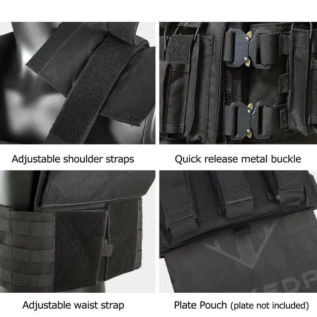Alt view image 6 of 6 - Great Tactical Outdoor Vest for Men Multifunctional Modular Molle Vest with Metal Buckles