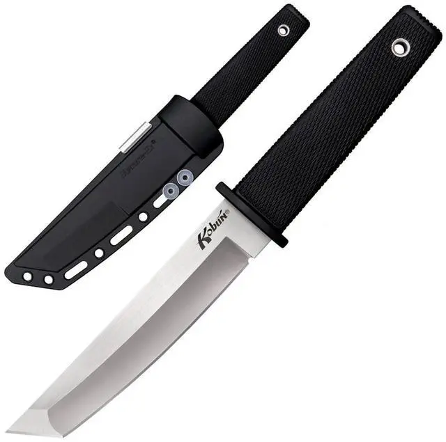 Main image of Kobun Plain Edge 5.5" Japanese AUS8A Stainless Steel American Tanto Shape Fixed Blade Tactical Hunting Knife, Ergonomic Kray-Ex Handle, Secure-Ex Sheath - Boxed