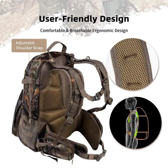 Alt view image 4 of 7 - Hunting Backpack Outdoor Gear Hunting Daypack for Rifle Bow Gun Hunting Gifts for Men