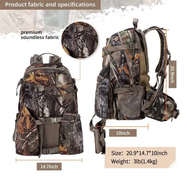 Alt view image 2 of 7 - Hunting Backpack Outdoor Gear Hunting Daypack for Rifle Bow Gun Hunting Gifts for Men