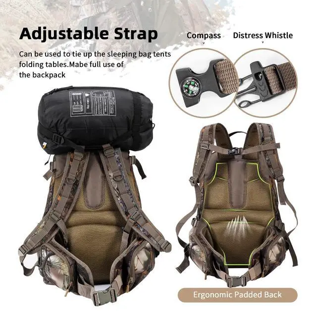 Alt view image 3 of 7 - Hunting Backpack Outdoor Gear Hunting Daypack for Rifle Bow Gun Hunting Gifts for Men