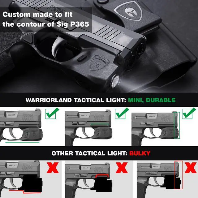 Alt view image 7 of 7 - Mini Gun Light with Kydex Holster Combo - Compatible with Sig P365 / P365X / P365 XL Pistol, 150 Lumens Rail Mount LED Tactical Flashlight SL-1 w/ Holster