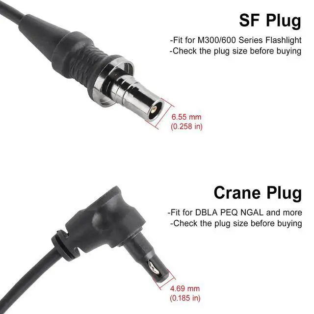 Alt view image 3 of 7 - Dual Pressure Switch, Tactical Light Switch with SF + Crane Plug for M300/M600 Flashlights + PEQ DBAL NGAL, Fit for 20mm Picatinny Mlok Keymod Rail