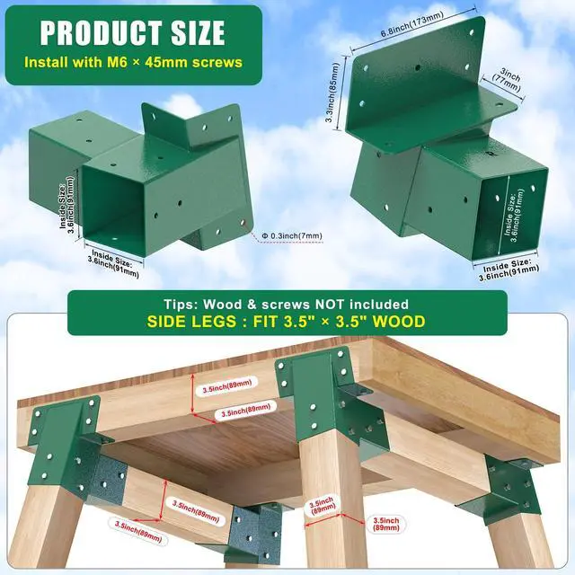Alt view image 2 of 7 - Heavy Duty Deer Stand Brackets, 4x4 Compound Angle Bracket, Powder Coated Elevated Bracket for Outdoor Platforms, Deer Hunting, Shooting Shack, Observation Decks& Tree Houses (4Pack)