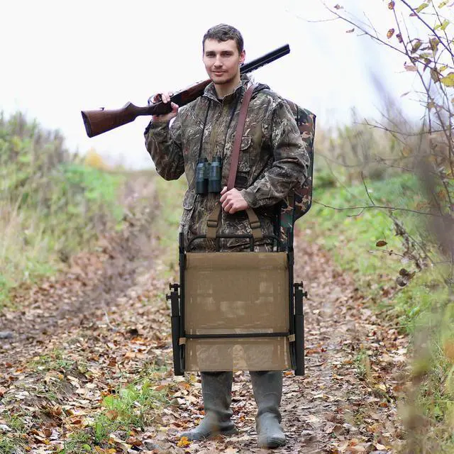 Alt view image 2 of 7 - 360-Degree Hunting Swivel Chair, Ground Blind Chairs w/Armrest & Mesh Back, Foldable Hunting Chairs w/Non-Slip Foot Pads & Steel Frame, Portable Hunting Seats for Camping, Hunting, Fishing