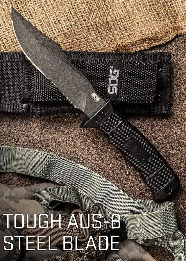 Alt view image 4 of 6 - Fixed Blade Knives with Sheath - SEAL Pup Tactical Knife, Survival Knife and Hunting Knife w/ 4.75 Inch Blade and Knife Sheath