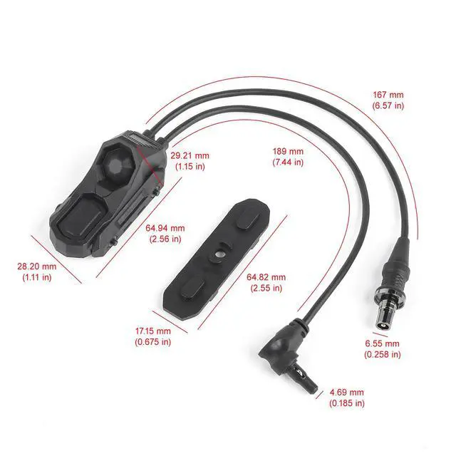 Alt view image 6 of 7 - Dual Pressure Switch, Tactical Light Switch with SF + Crane Plug for M300/M600 Flashlights + PEQ DBAL NGAL, Fit for 20mm Picatinny Mlok Keymod Rail