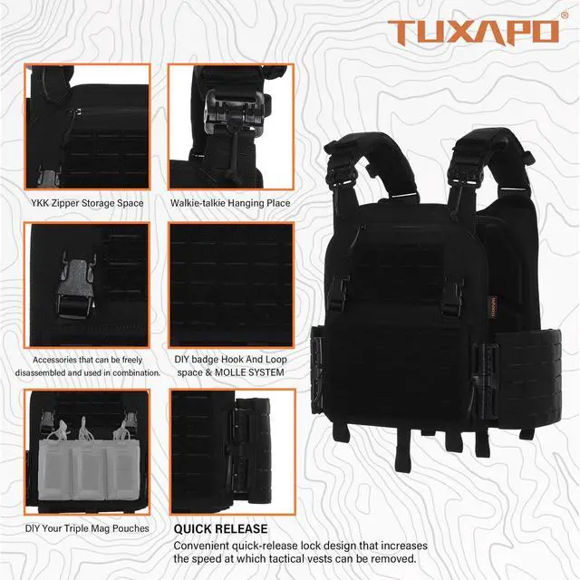 Alt view image 5 of 7 - Tactical Molle Vest Laser Cutting Modular Lightweight Quick Release