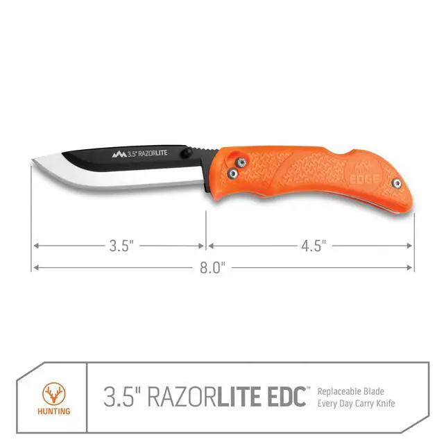 Alt view image 4 of 6 - Razor-Lite Folding Hunting Knife 3.5 Replaceable Razor Blades, Non-Slip Rubber Handle, Lock-Back Safety, Includes 6 Blades and Nylon Sheath