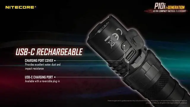 Alt view image 5 of 6 - P10i 1800 Lumen USB-C Rechargeable Tactical Flashlight, Strobe Ready with LumenTac Organizer