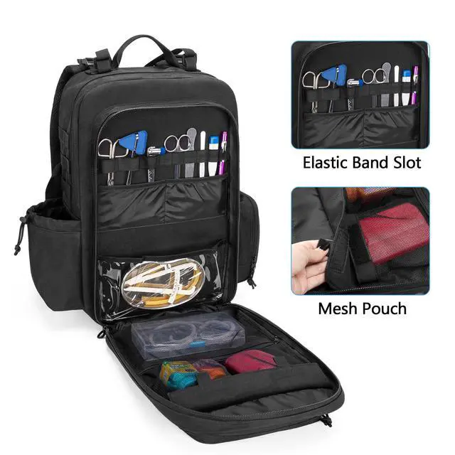 Alt view image 4 of 7 - Medical Tactical Backpack, Medical Supplies Bag with Top Y-Strap | First Aid Rucksack with Laptop Sleeve, Chest and Waist Buckets, Padded Breath Back, for Hiking, Trekking, Hunting, Camping