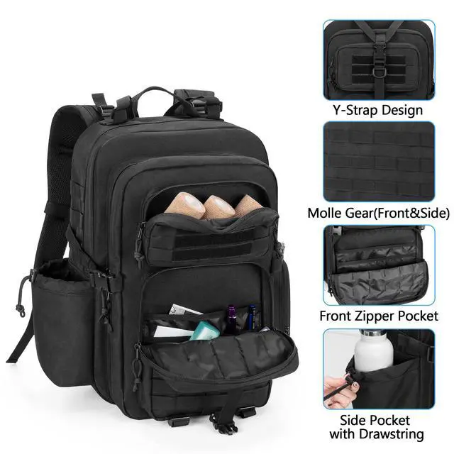 Alt view image 5 of 7 - Medical Tactical Backpack, Medical Supplies Bag with Top Y-Strap | First Aid Rucksack with Laptop Sleeve, Chest and Waist Buckets, Padded Breath Back, for Hiking, Trekking, Hunting, Camping