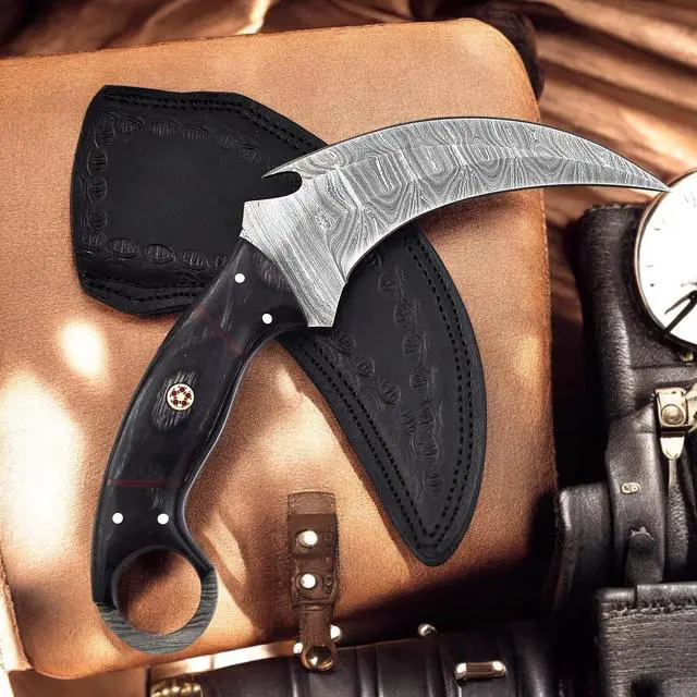 Main image of Handmade Damascus Steel Karambit Knife 9.5'' Full Tang Fixed Blade | Razor-Sharp Outdoor Knife, EDC knife for men