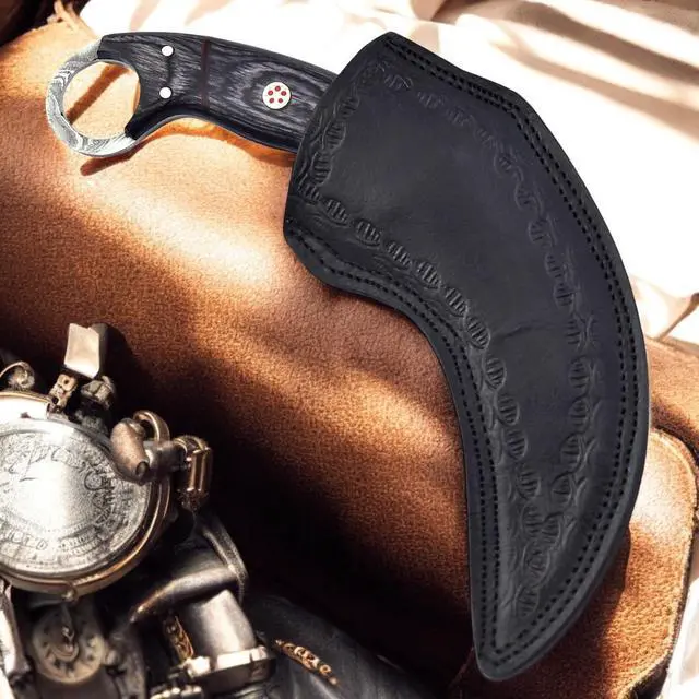 Alt view image 7 of 7 - Handmade Damascus Steel Karambit Knife 9.5'' Full Tang Fixed Blade | Razor-Sharp Outdoor Knife, EDC knife for men