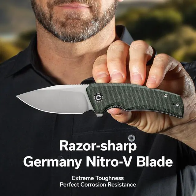 Alt view image 2 of 7 - Pocket Knife for EDC, Regulatron Folding Knife for Men with Flipper Opener, Liner Lock, 2.98" Nitro-V Blade Micarta Handle for Camping, Hunting C23006-2