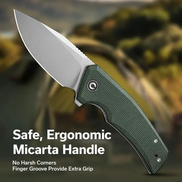Alt view image 3 of 7 - Pocket Knife for EDC, Regulatron Folding Knife for Men with Flipper Opener, Liner Lock, 2.98" Nitro-V Blade Micarta Handle for Camping, Hunting C23006-2