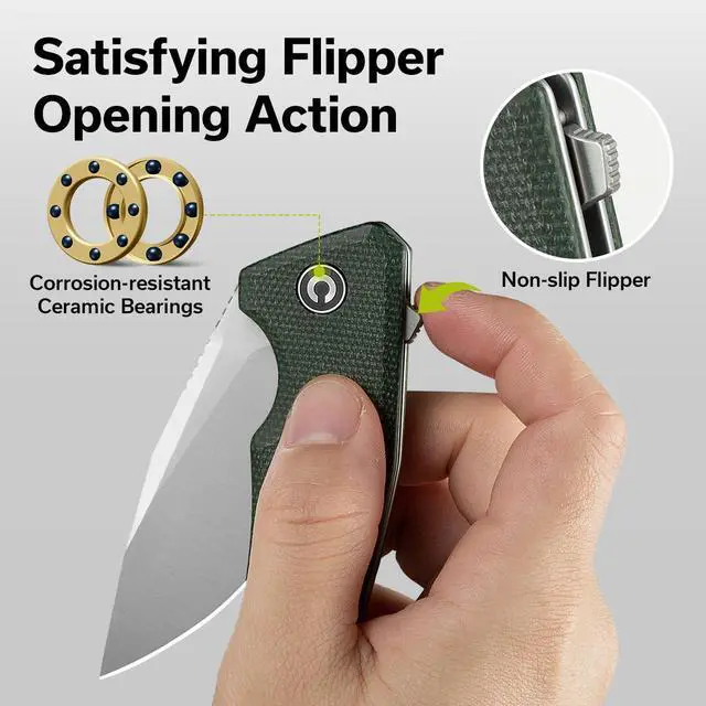 Alt view image 4 of 7 - Pocket Knife for EDC, Regulatron Folding Knife for Men with Flipper Opener, Liner Lock, 2.98" Nitro-V Blade Micarta Handle for Camping, Hunting C23006-2