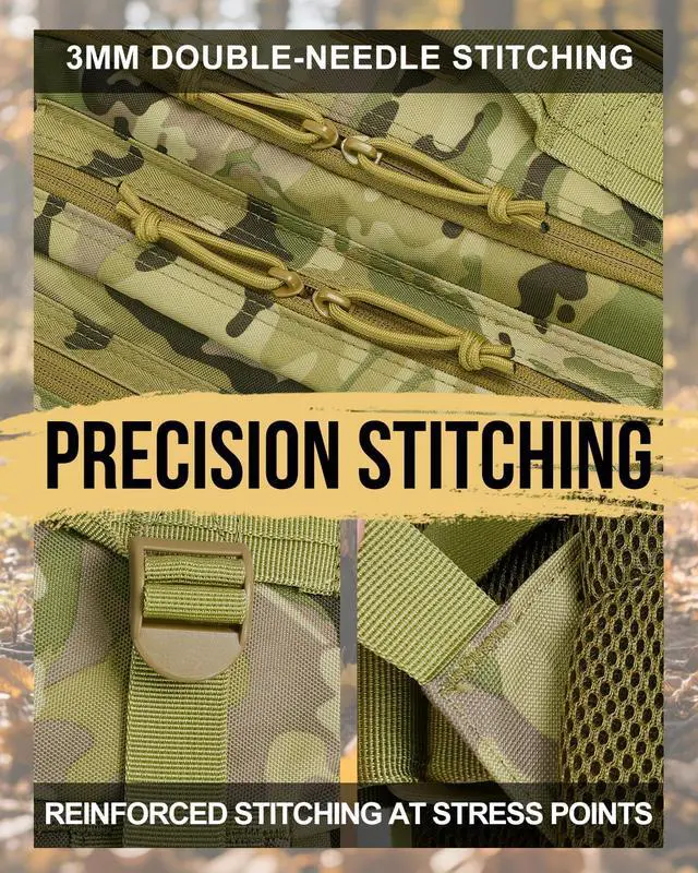 Alt view image 3 of 7 - Military Tactical Backpack,Sturdy Work & Molle Laptops Rucksack,Army Assault Pack for Hiking Camping Travel Fishing Gym, Camo