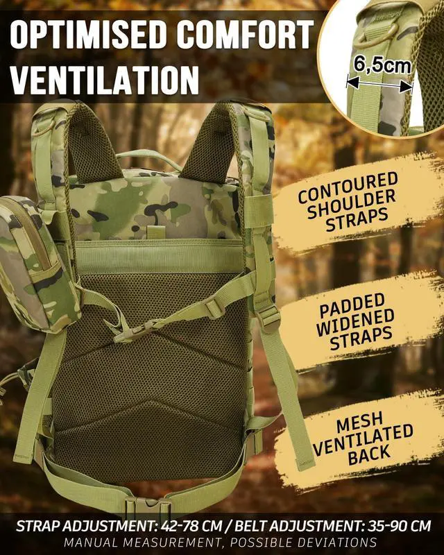 Alt view image 4 of 7 - Military Tactical Backpack,Sturdy Work & Molle Laptops Rucksack,Army Assault Pack for Hiking Camping Travel Fishing Gym, Camo