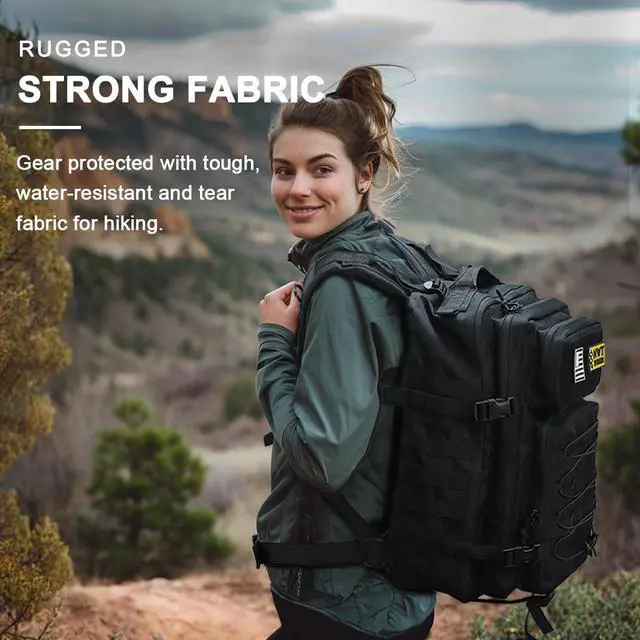 Alt view image 7 of 7 - Military Tactical Backpack,Sturdy Work & Molle Laptops Rucksack,Army Assault Pack for Hiking Camping Travel Fishing Gym, Camo