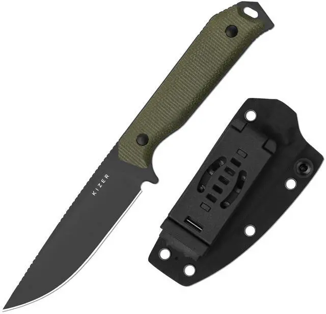 Main image of Begleiter Fix Fixed Blade Knife, 3.78" Drop Point D2 Blade Hunting Knives with Kydex Sheath, Green Micarta Handle EDC Knife for Camping Hunting Survival 1045MD3