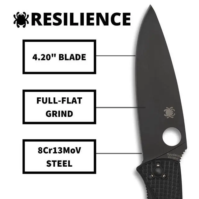 Alt view image 3 of 5 - Resilience Lightweight Folding Pocket Knife, PlainEdge | 9.41" Overall Length, 4.25" Black Oxide Coated 8Cr13MoV Steel Blade, FRN Handle, LinerLock, Full-Flat Grind