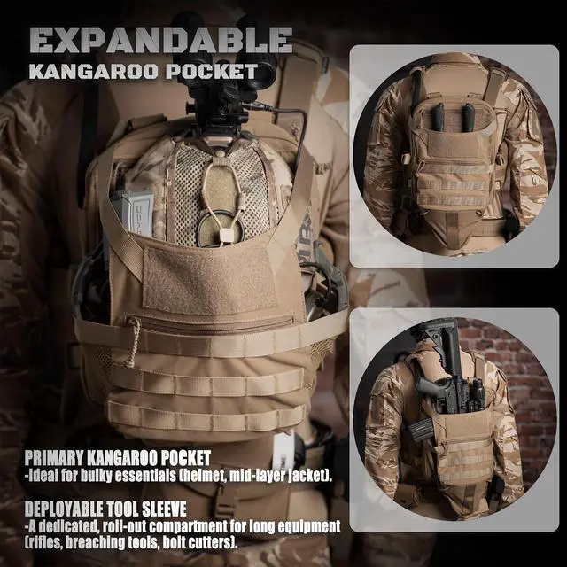 Alt view image 5 of 7 - ABP Tactical MOLLE Hydration Backpack Military Assault Vest Back Panel Pack for Men Training Hiking Airsoft with 2.5L Bladder