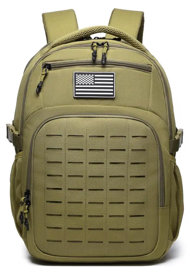 Alt view image 2 of 4 - Military tactical backpack Laser-Cut MOLLE Webbing, backpack for men small tactical assault bag (Khaki, 18.5 inch)
