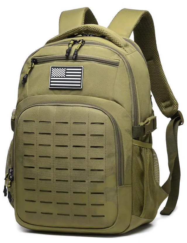 Alt view image 3 of 4 - Military tactical backpack Laser-Cut MOLLE Webbing, backpack for men small tactical assault bag (Khaki, 18.5 inch)