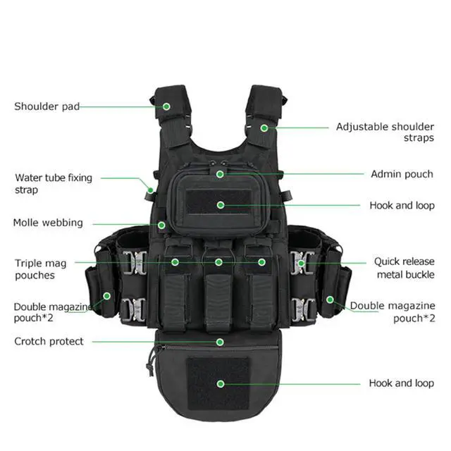 Alt view image 4 of 5 - Great Tactical Outdoor Vest for Men Multifunctional Modular Molle Vest with Metal Buckles
